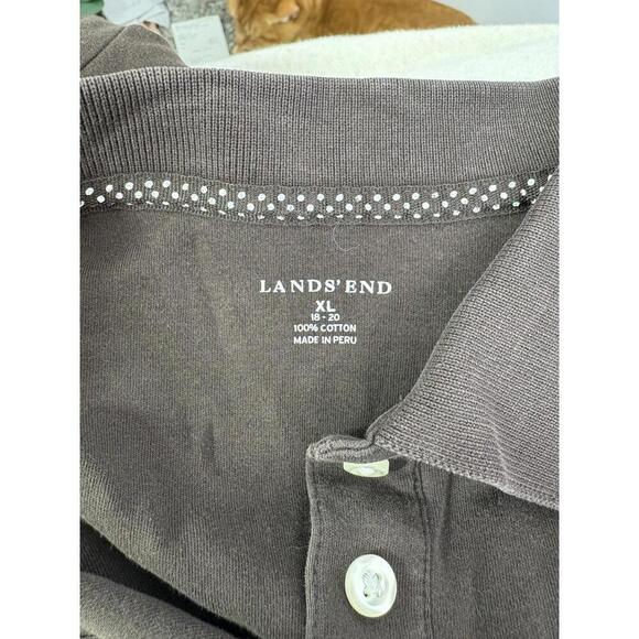 Lands End Shirt Womens Size XL Chocolate Brown Polo Long Sleeve Cotton - Picture 8 of 8